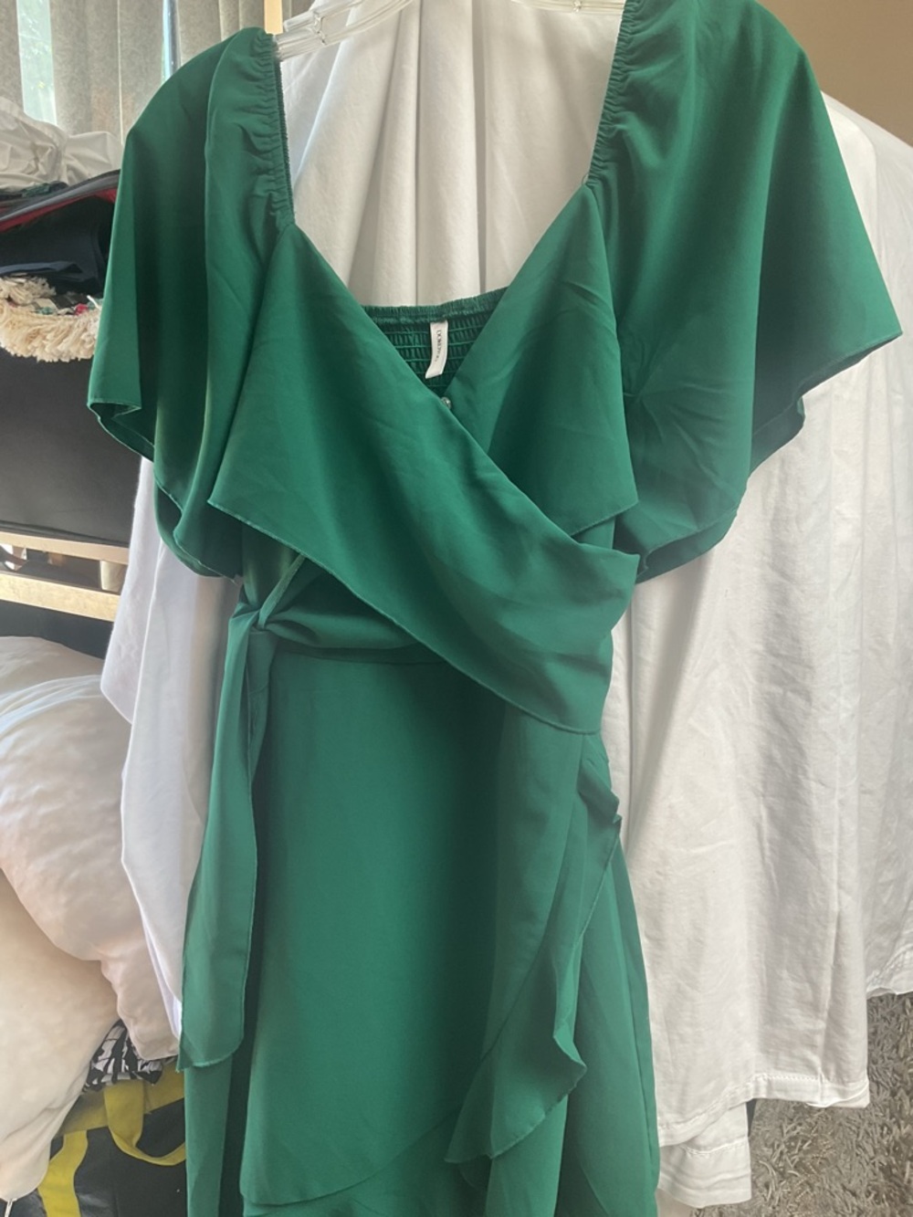 Dokotoo. Green Ruffle Wrap Dress